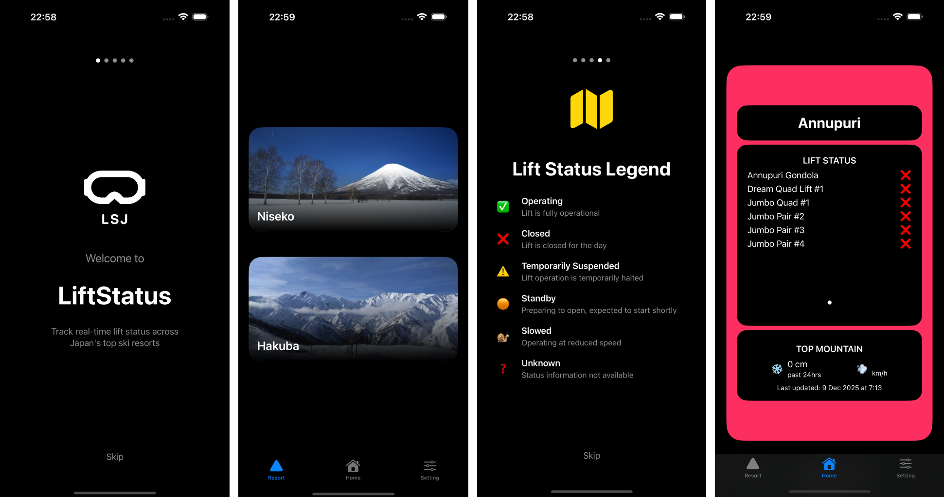 Ski Resort Lift Status iOS App